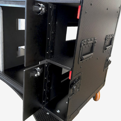 ProX Mobile AV Broadcasting Streaming Recording Studio Workstation Case with 2x 4U Top 2x 12U Bottom Black Finish
