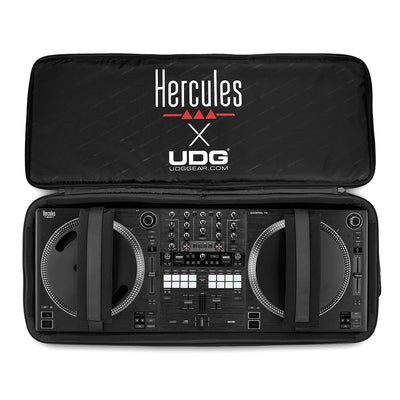 Hercules DJControl T10 Gig Pack - Motorized DJ performance controller with 10” vinyl discs and Backpack