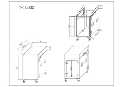 ProX 16U Vertical Rack Mount Flight Case with 10U Top for Mixer Combo Amp Rack with Caster Wheels