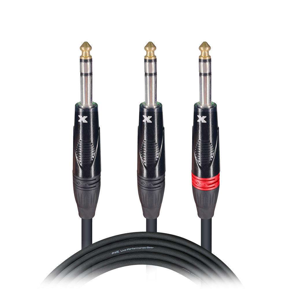 ProX 3 Ft. 1/4" TRS-M to Dual 1/4" TRS-M High Performance Audio Cable