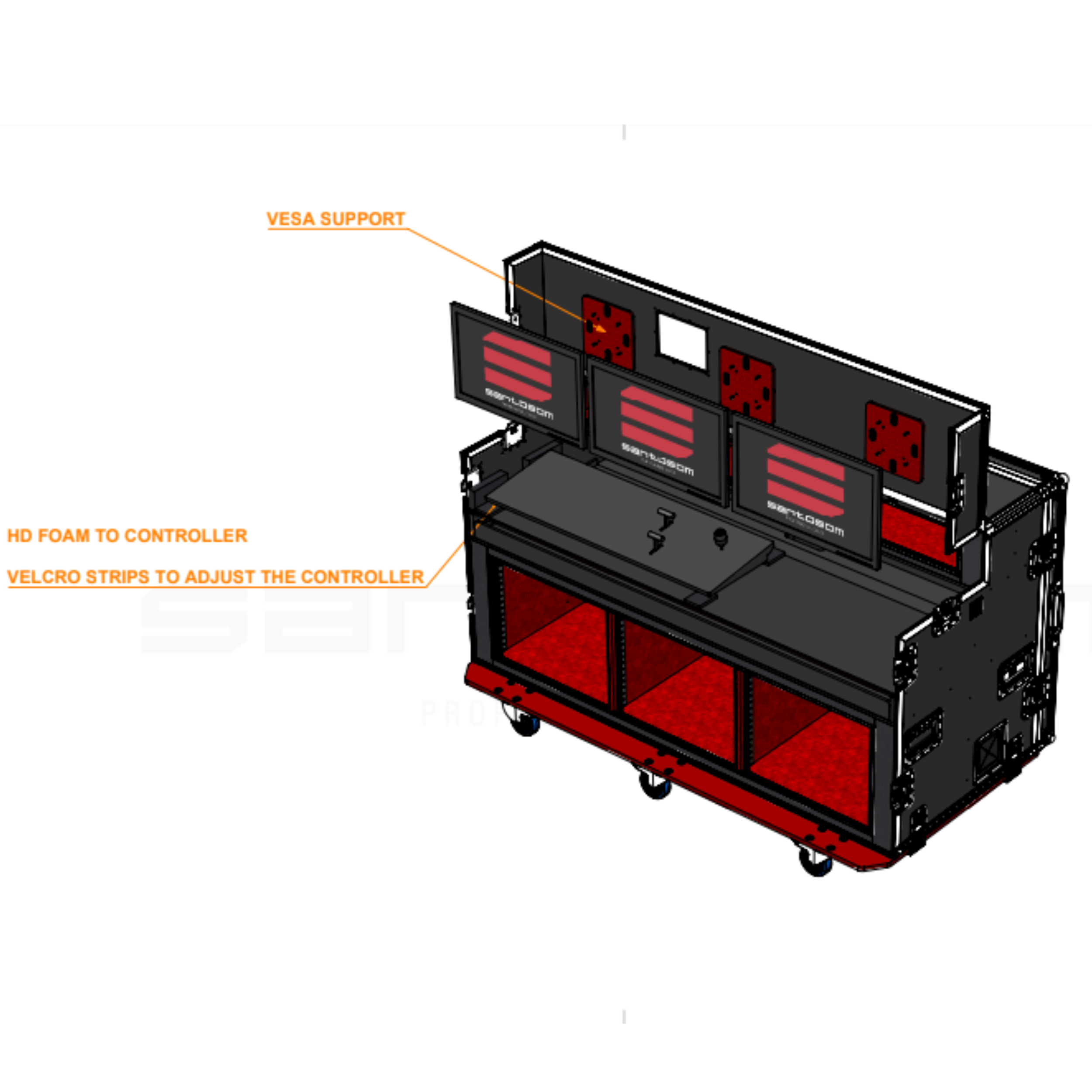 ProX Flight Case for Tricaster TC1 3 Screens 3U + 8U by Santosom
