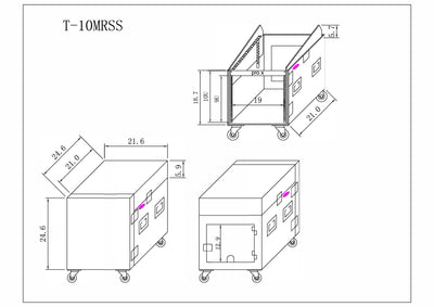 ProX 10U Vertical Rack Mount Flight Case with 10U Top for Mixer Combo Amp Rack with Caster Wheels