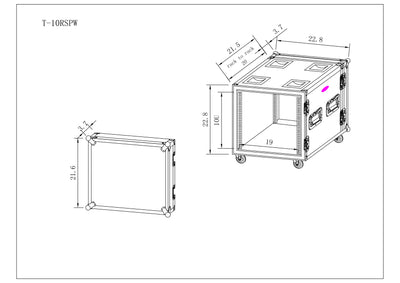 ProX ATA Style 10U Space Shockproof Amp Rack Mount Case 20 inch Depth with Caster Wheels