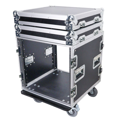 ProX 10U Rack Space ATA Style Flight Case 19 Inch Depth with 4" Casters