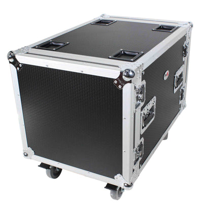ProX 10U Space Rack Mount Flight Case 24 Inch Depth W-Casters