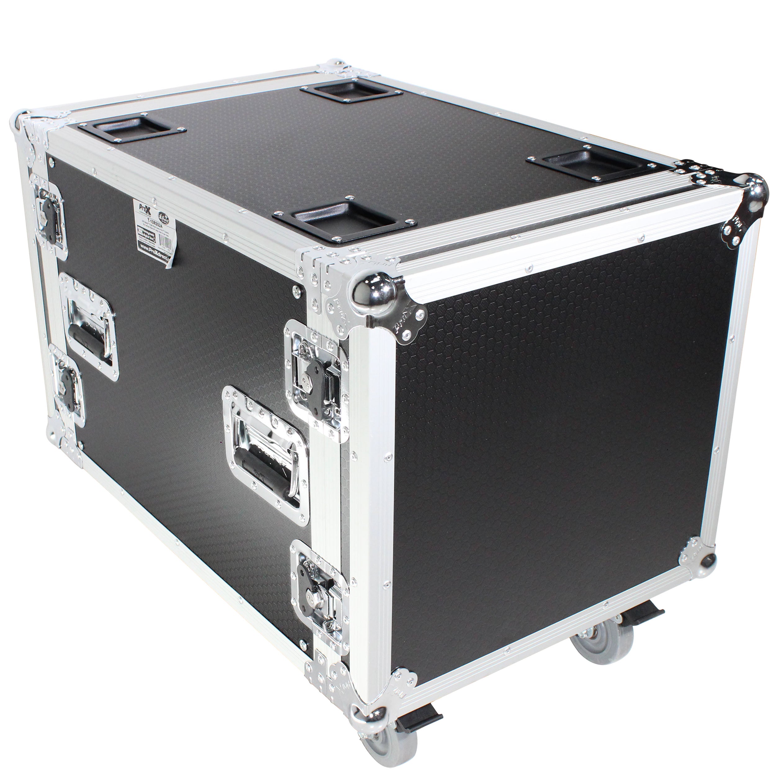 ProX 10U Space Rack Mount Flight Case 24 Inch Depth W-Casters