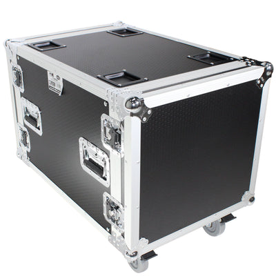 ProX 10U Space Rack Mount Flight Case 24 Inch Depth W-Casters