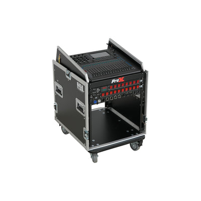 ProX 13U Top Mixer Audio Console DJ 12U Front Rack Combo Flight Case W Laptop Shelf and Casters