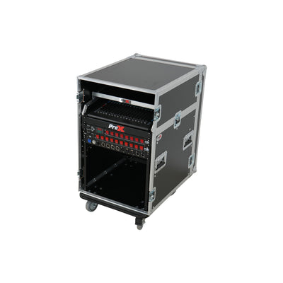 ProX 13U Top Mixer Audio Console DJ 12U Front Rack Combo Flight Case W Laptop Shelf and Casters