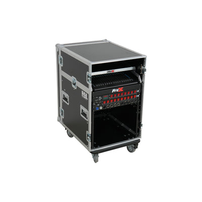 ProX 13U Top Mixer Audio Console DJ 12U Front Rack Combo Flight Case W Laptop Shelf and Casters