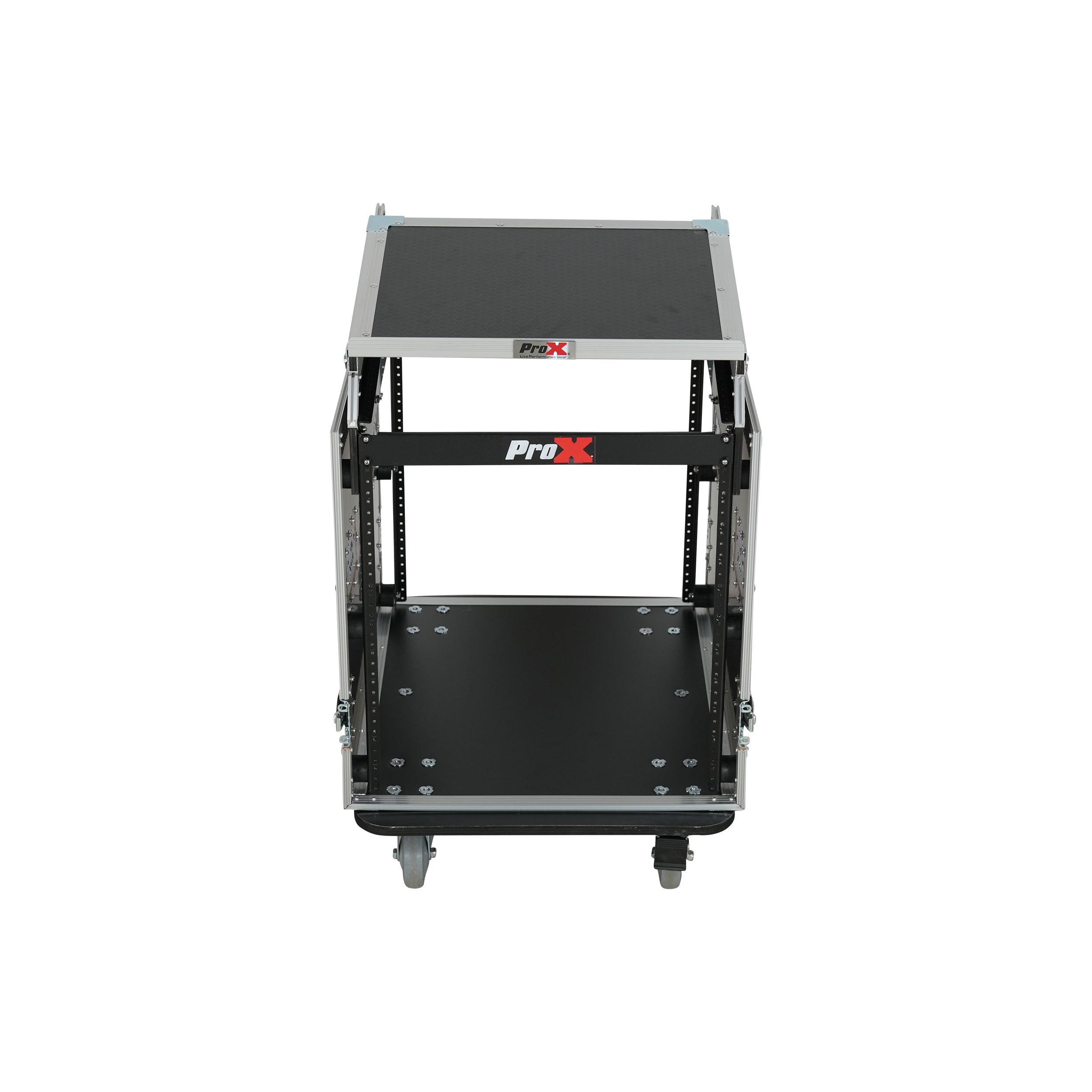 ProX 13U Top Mixer Audio Console DJ 12U Front Rack Combo Flight Case W Laptop Shelf and Casters