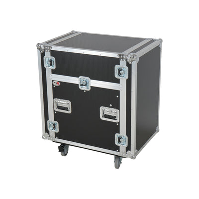 ProX 13U Top Mixer Audio Console DJ 12U Front Rack Combo Flight Case W Laptop Shelf and Casters