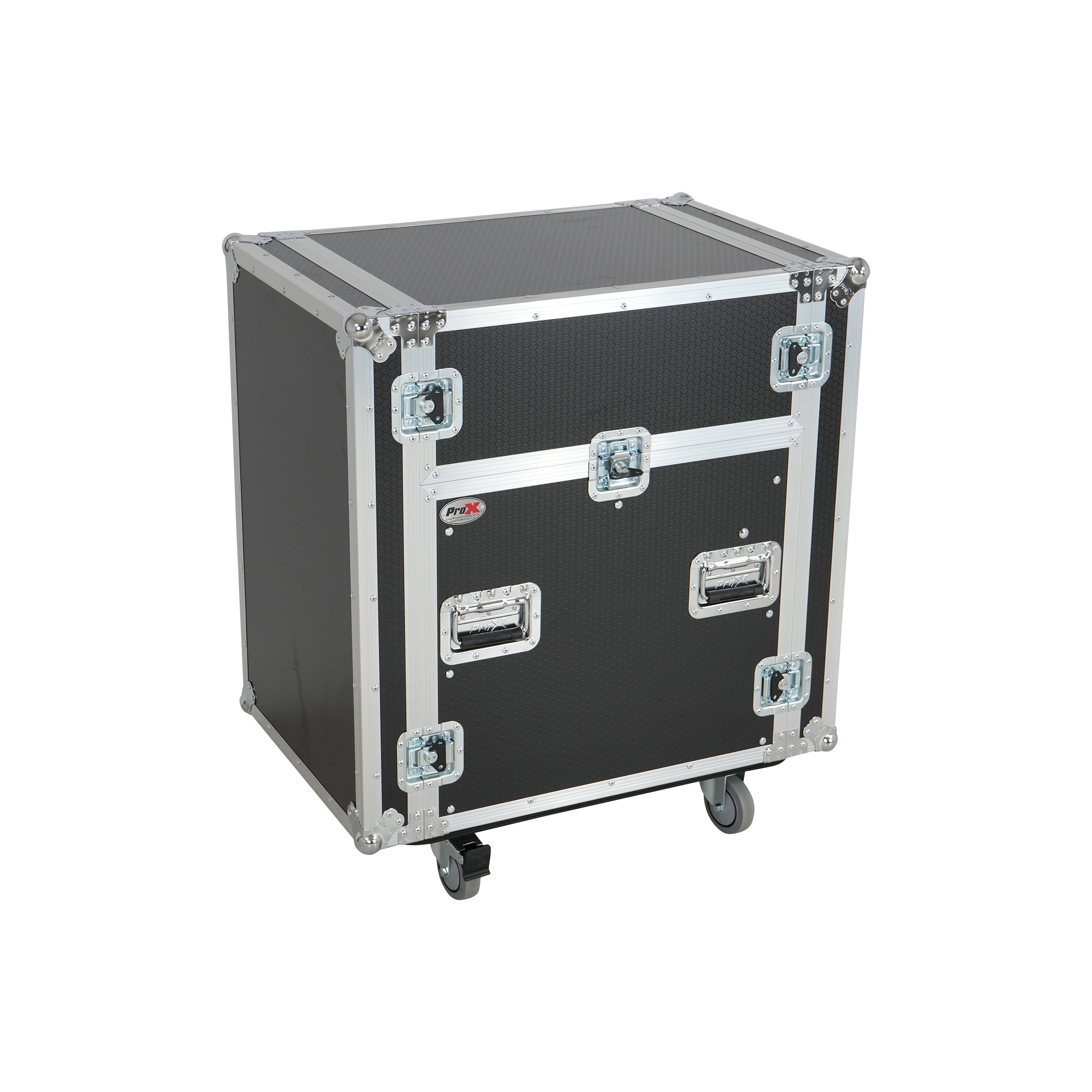 ProX 13U Top Mixer Audio Console DJ 12U Front Rack Combo Flight Case W Laptop Shelf and Casters