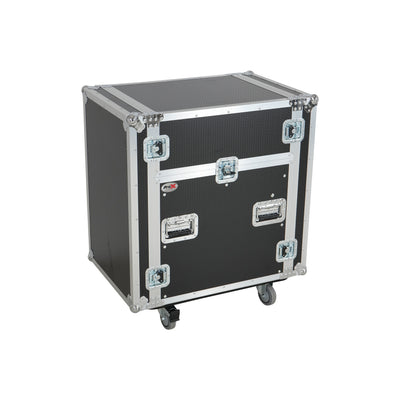 ProX 13U Top Mixer Audio Console DJ 12U Front Rack Combo Flight Case W Laptop Shelf and Casters