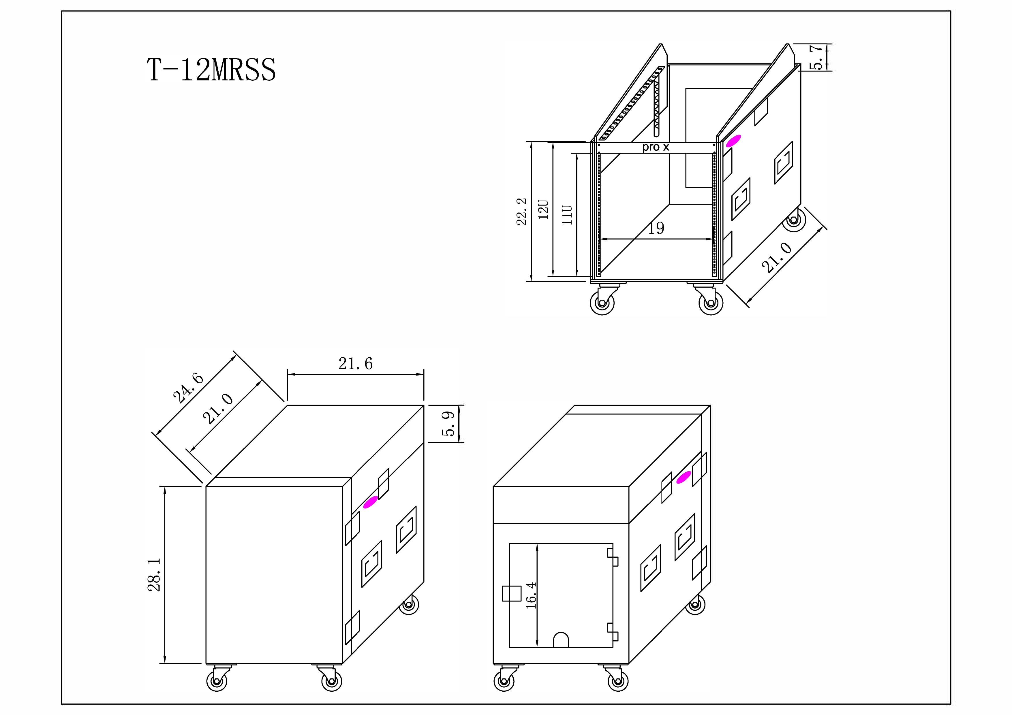 ProX 12U Vertical Rack Mount Flight Case with 10U Top for Mixer Combo Amp Rack with Caster Wheels