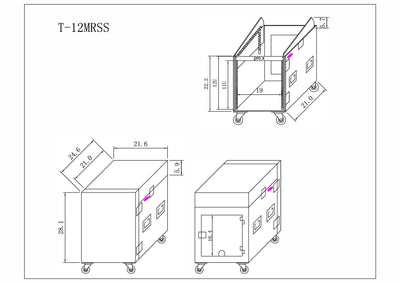 ProX 12U Vertical Rack Mount Flight Case with 10U Top for Mixer Combo Amp Rack with Caster Wheels