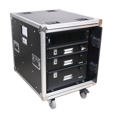 ProX 12U 20" Deep Vertical Rack to Rack Shock Mount Case with 2 Sliding Slam Doors & 4" Caster Wheels