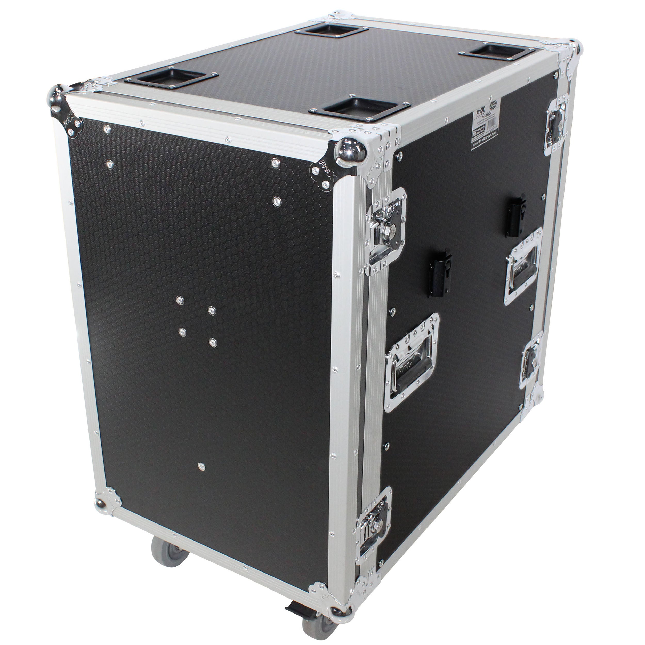 ProX 16U Space Amp Rack Mount ATA Flight Case | 24" Depth | Incl. 2x Side Tables and Casters