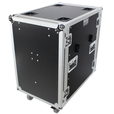 ProX 16U Space Amp Rack Mount ATA Flight Case | 24" Depth | Incl. 2x Side Tables and Casters