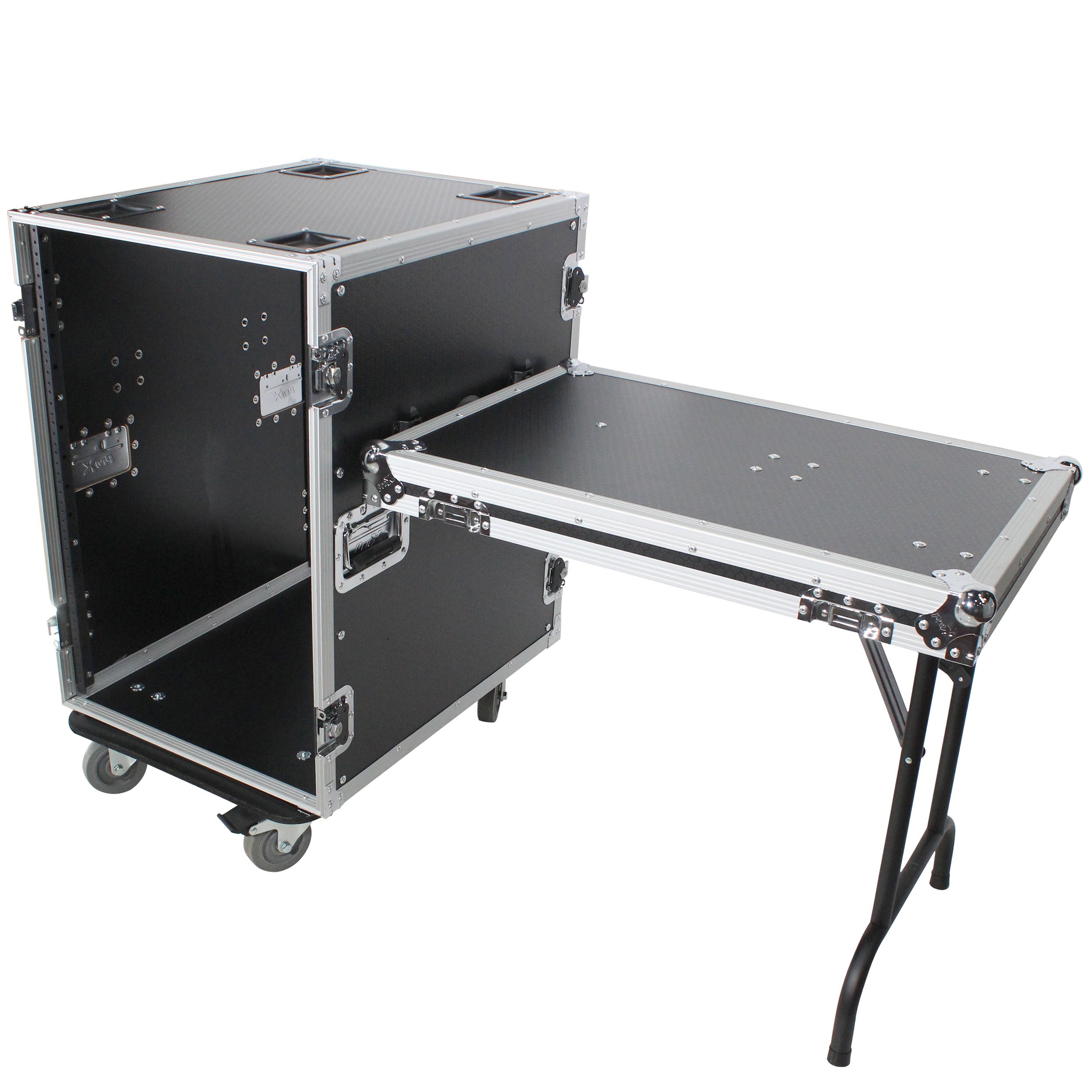 ProX 16U Space Amp Rack Mount ATA Flight Case | 24" Depth | Incl. 2x Side Tables and Casters