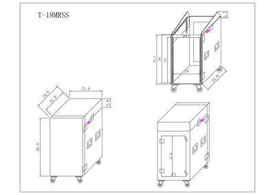 ProX 18U Vertical Rack Mount Flight Case with 10U Top for Mixer Combo Amp Rack with Caster Wheels