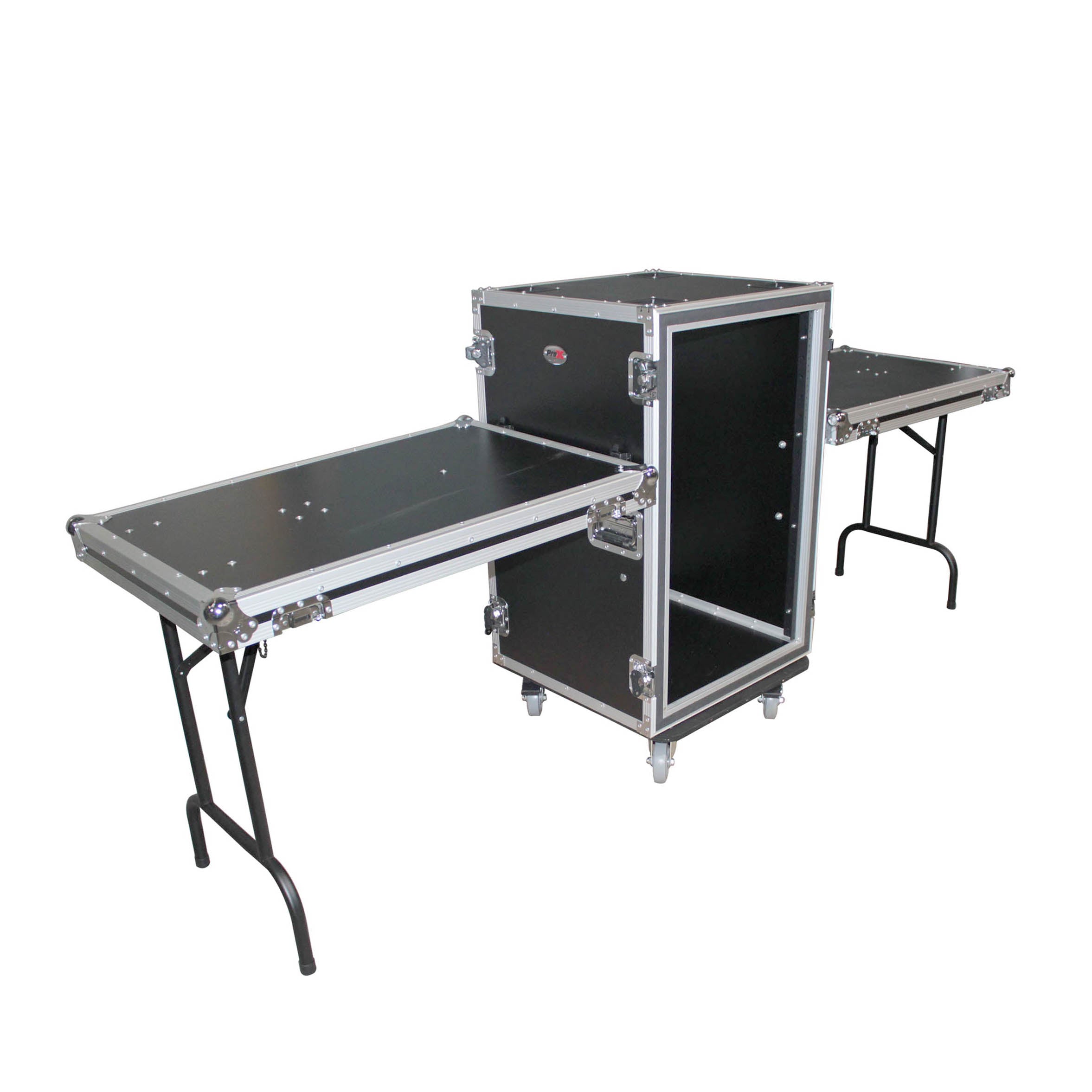 ProX 18U Vertical Shockproof Rack Case 20 In Deep W-Side Tables and Casters