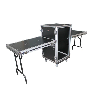 ProX 18U Vertical Shockproof Rack Case 20 In Deep W-Side Tables and Casters