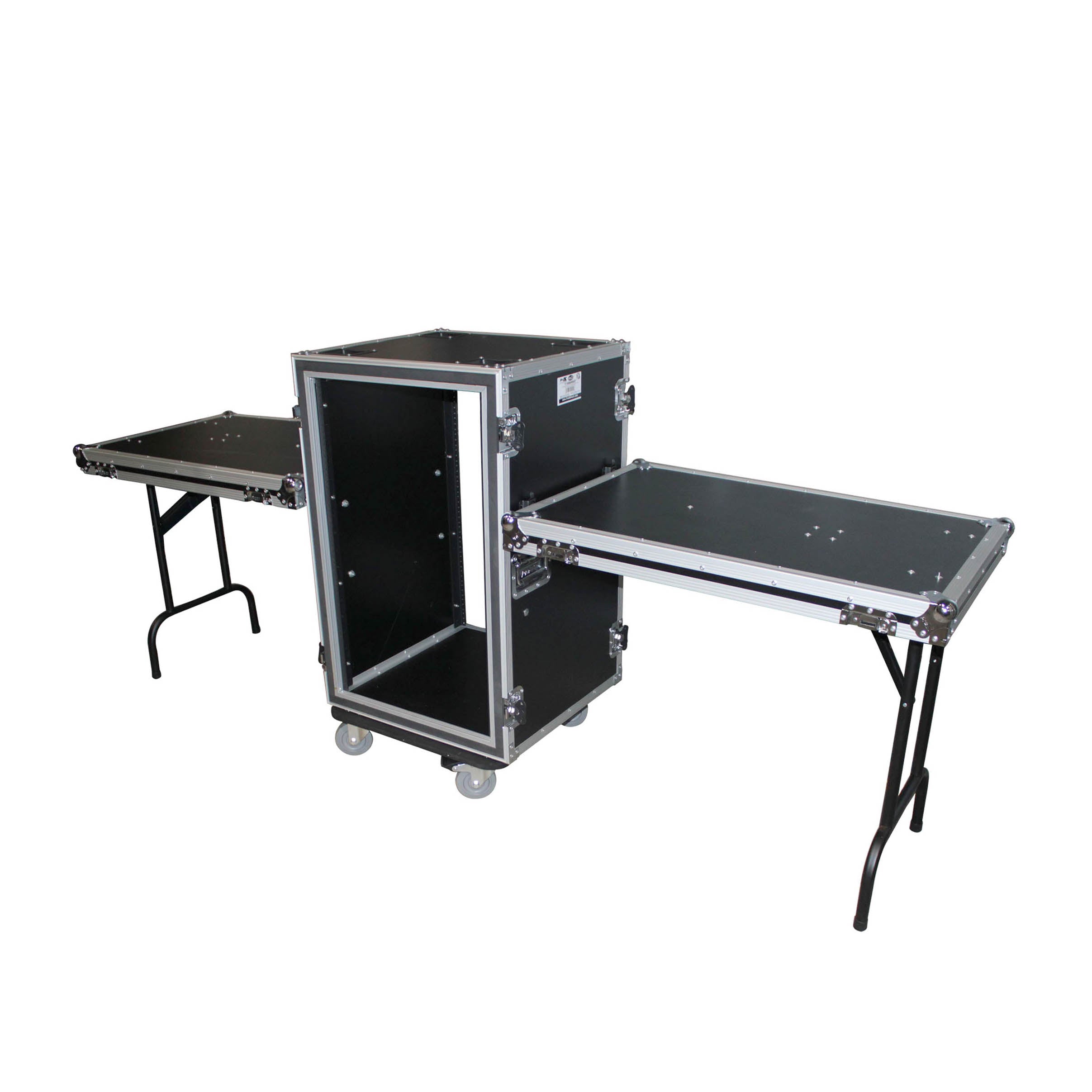 ProX 18U Vertical Shockproof Rack Case 20 In Deep W-Side Tables and Casters