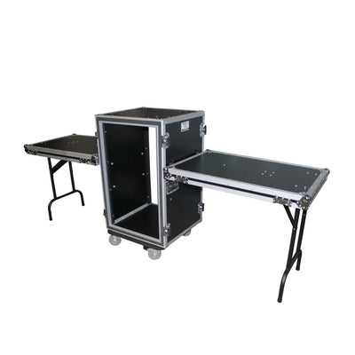 ProX 18U Vertical Shockproof Rack Case 20 In Deep W-Side Tables and Casters