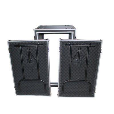 ProX 14U Vertical 24" deep Rail to RailShockproof Amp/Rack Case w/ dual side tables and 4 Casters