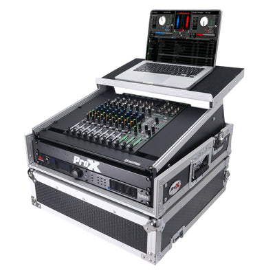 ProX 2U Rack Front and 10U Top Mixer Mobile DJ Combo ATA Flight Style Case
