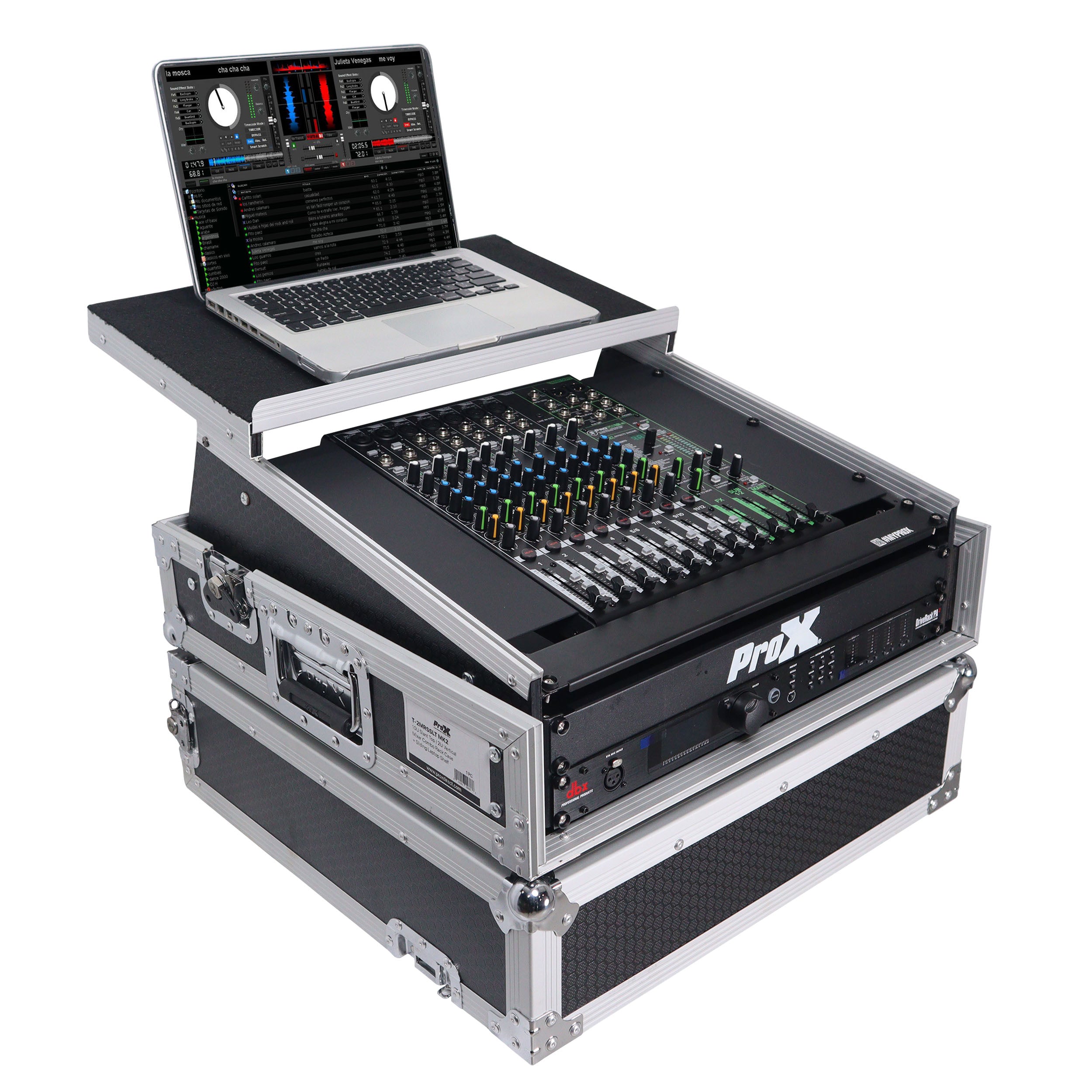 ProX 2U Rack Front and 10U Top Mixer Mobile DJ Combo ATA Flight Style Case