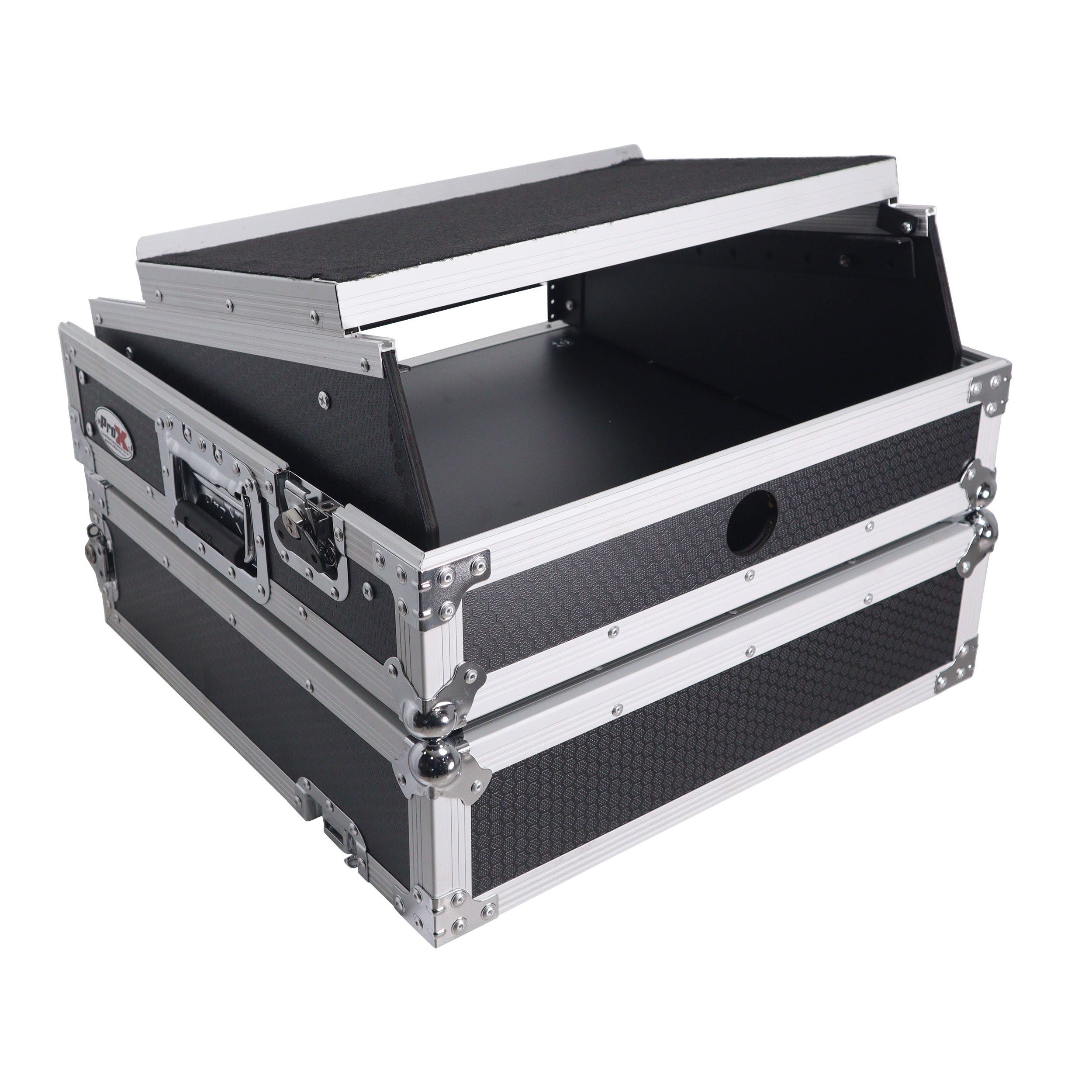 ProX 2U Rack Front and 10U Top Mixer Mobile DJ Combo ATA Flight Style Case