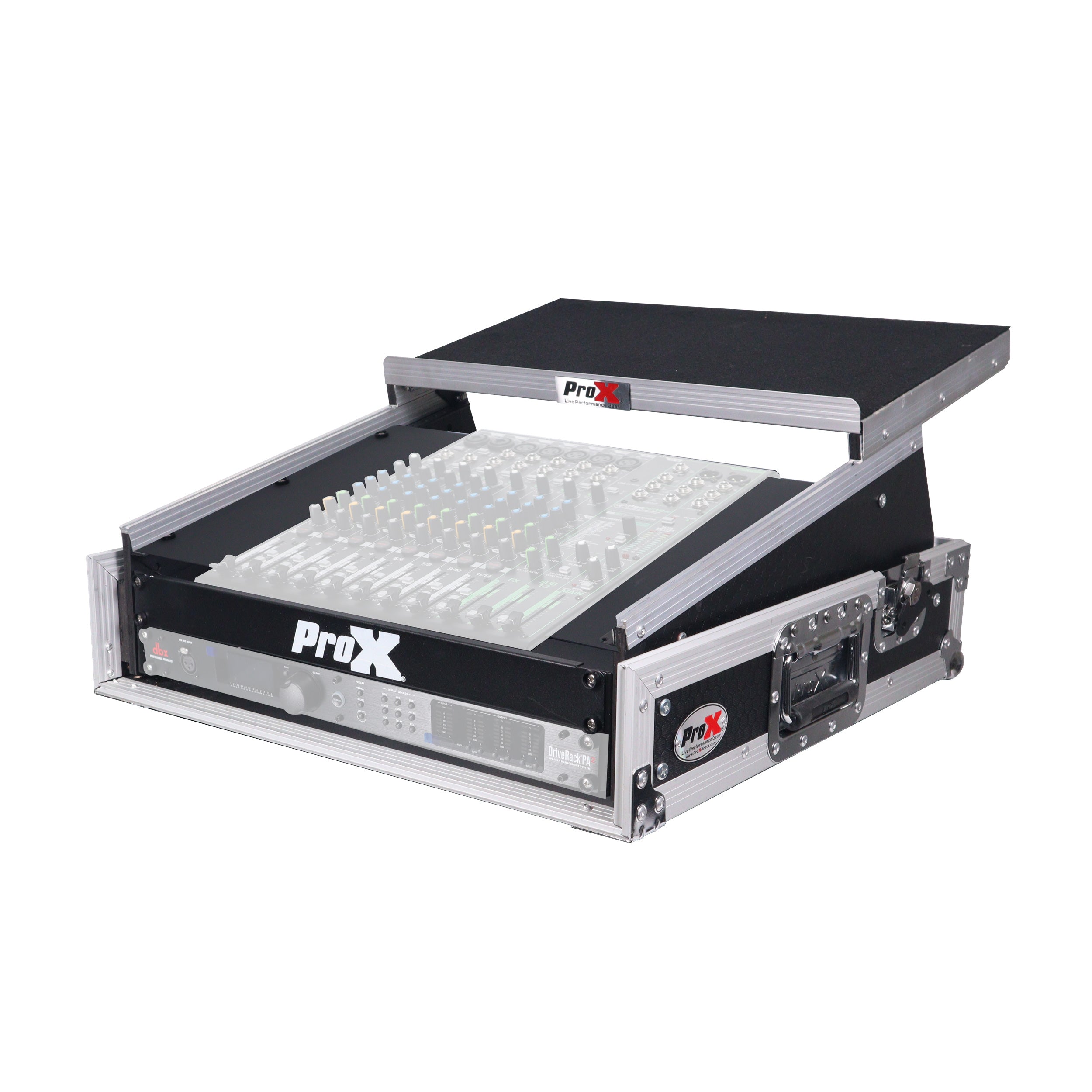 ProX 2U Rack Front and 10U Top Mixer Mobile DJ Combo ATA Flight Style Case