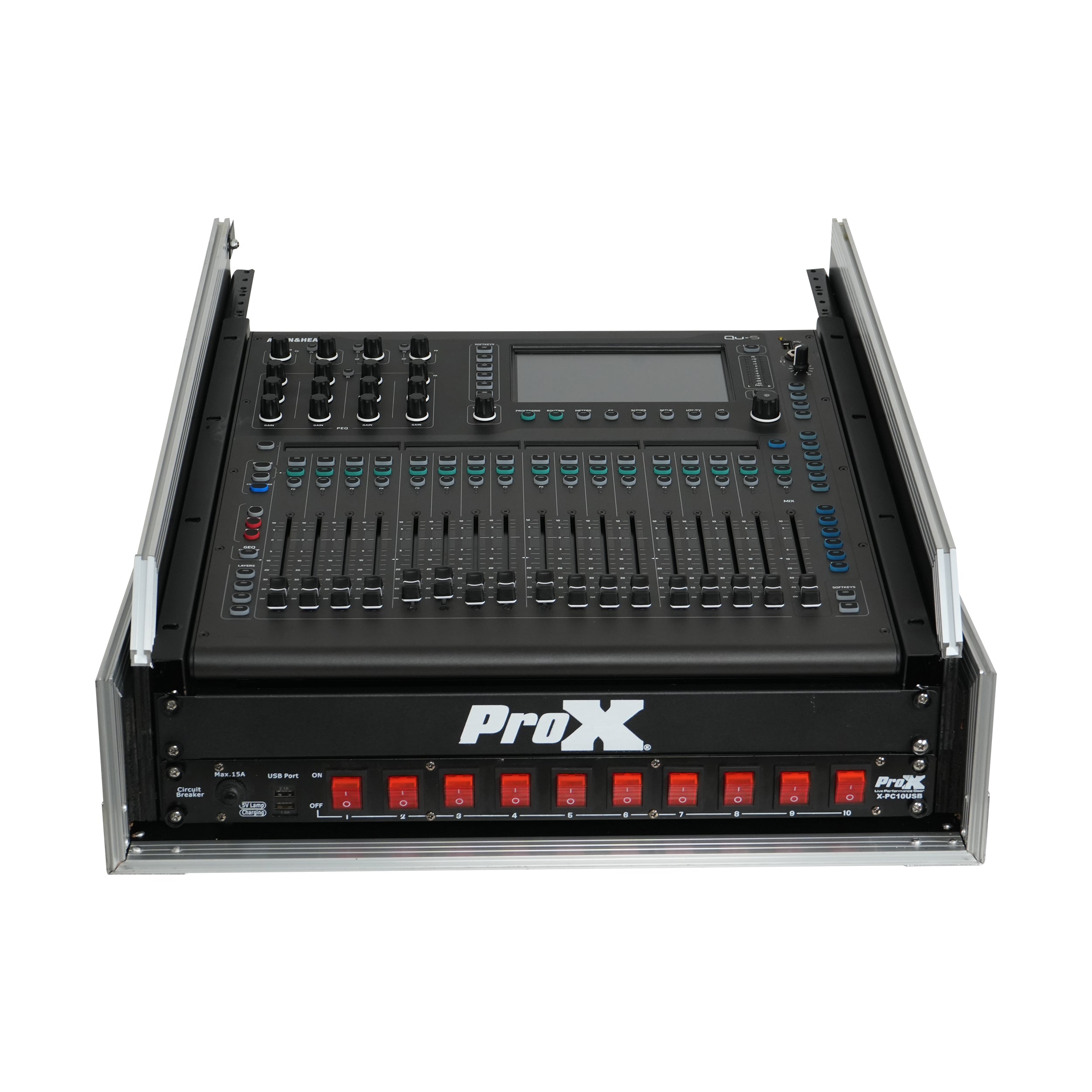 ProX 13U Top Mixer and 2U Rack Combo Flight Case with Laptop Shelf and 3 removable doors