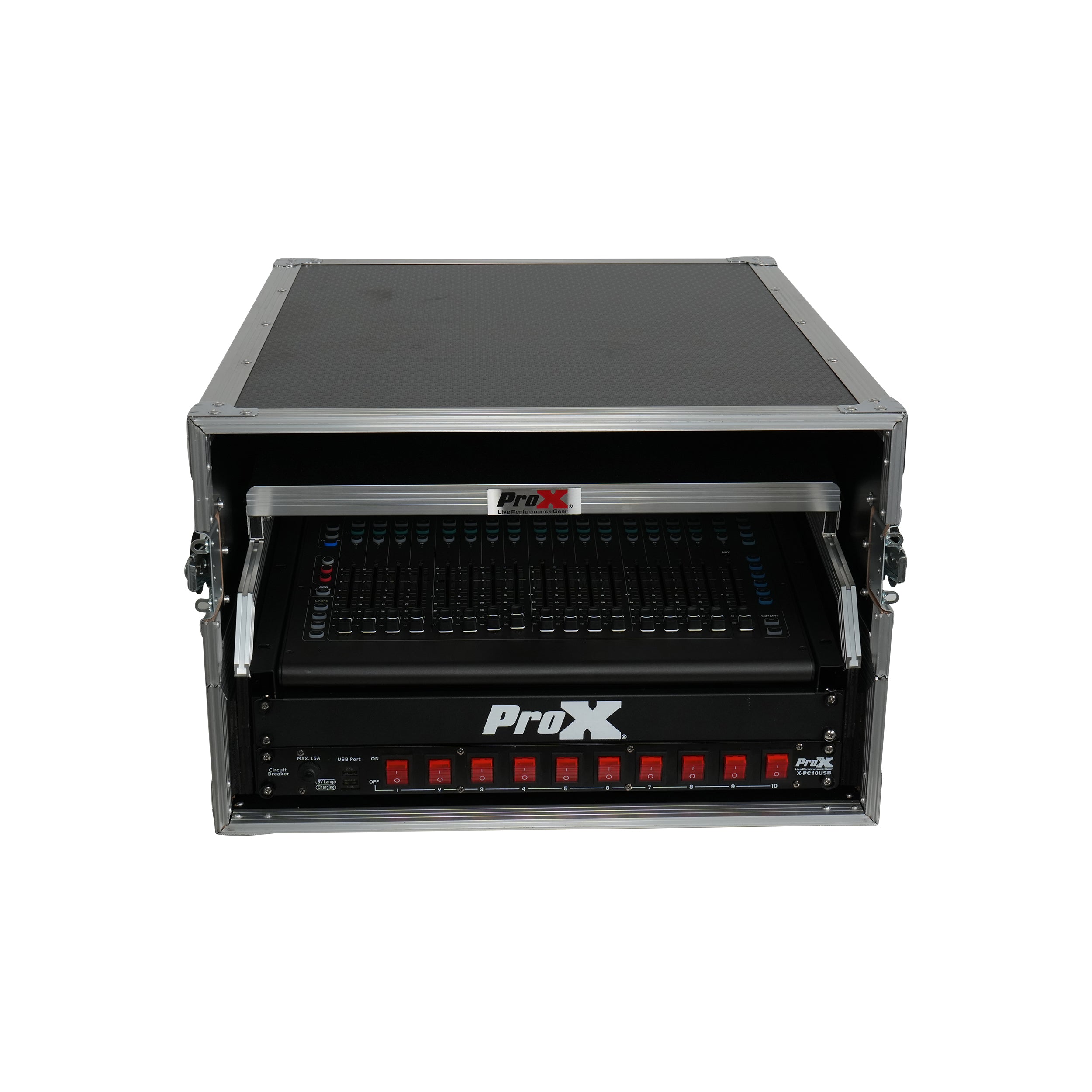 ProX 13U Top Mixer and 2U Rack Combo Flight Case with Laptop Shelf and 3 removable doors