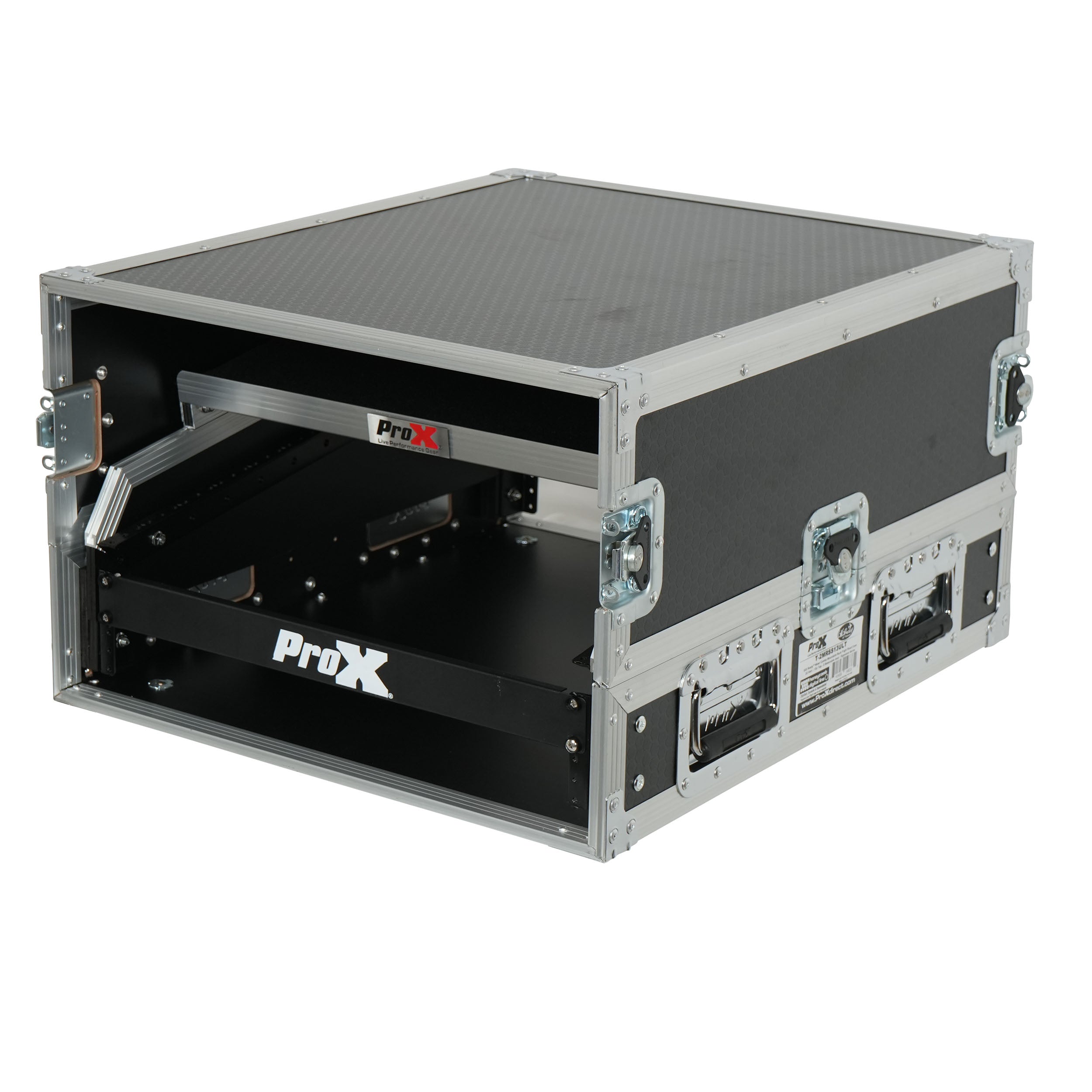ProX 13U Top Mixer and 2U Rack Combo Flight Case with Laptop Shelf and 3 removable doors