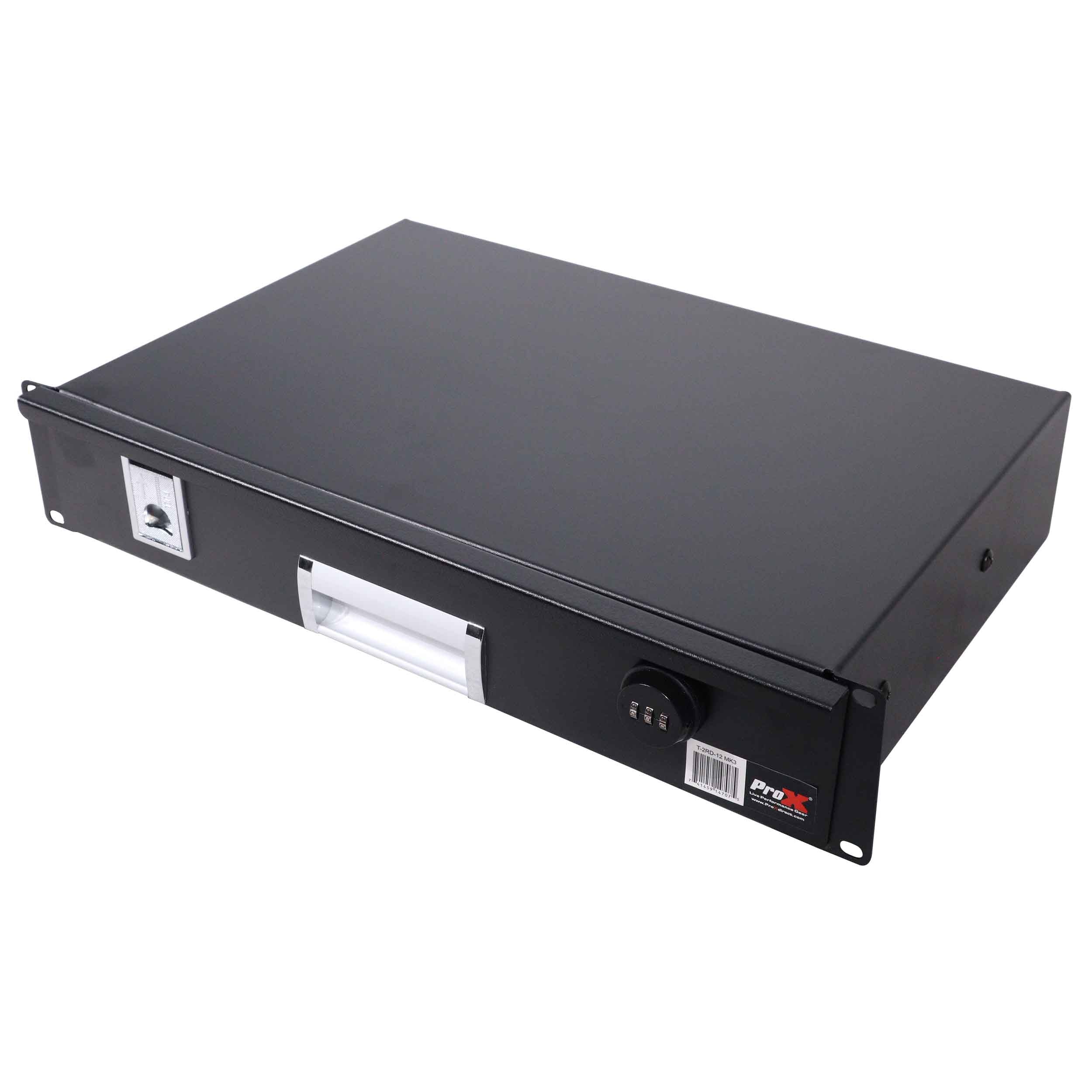 ProX 2U Rack Space 12" Depth Rack Mount Drawer for Audio, DJ, and IT Server rack cases.