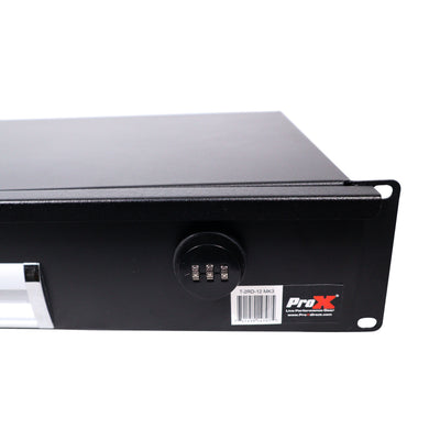 ProX 2U Rack Space 12" Depth Rack Mount Drawer for Audio, DJ, and IT Server rack cases.