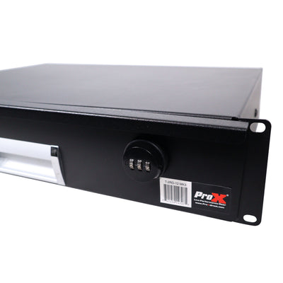 ProX 2U Rack Space 12" Depth Rack Mount Drawer for Audio, DJ, and IT Server rack cases.