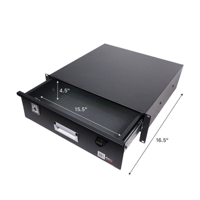 ProX 3U Rack Space 18" Depth Rack Mount Drawer for Audio, DJ, and IT Server rack cases.