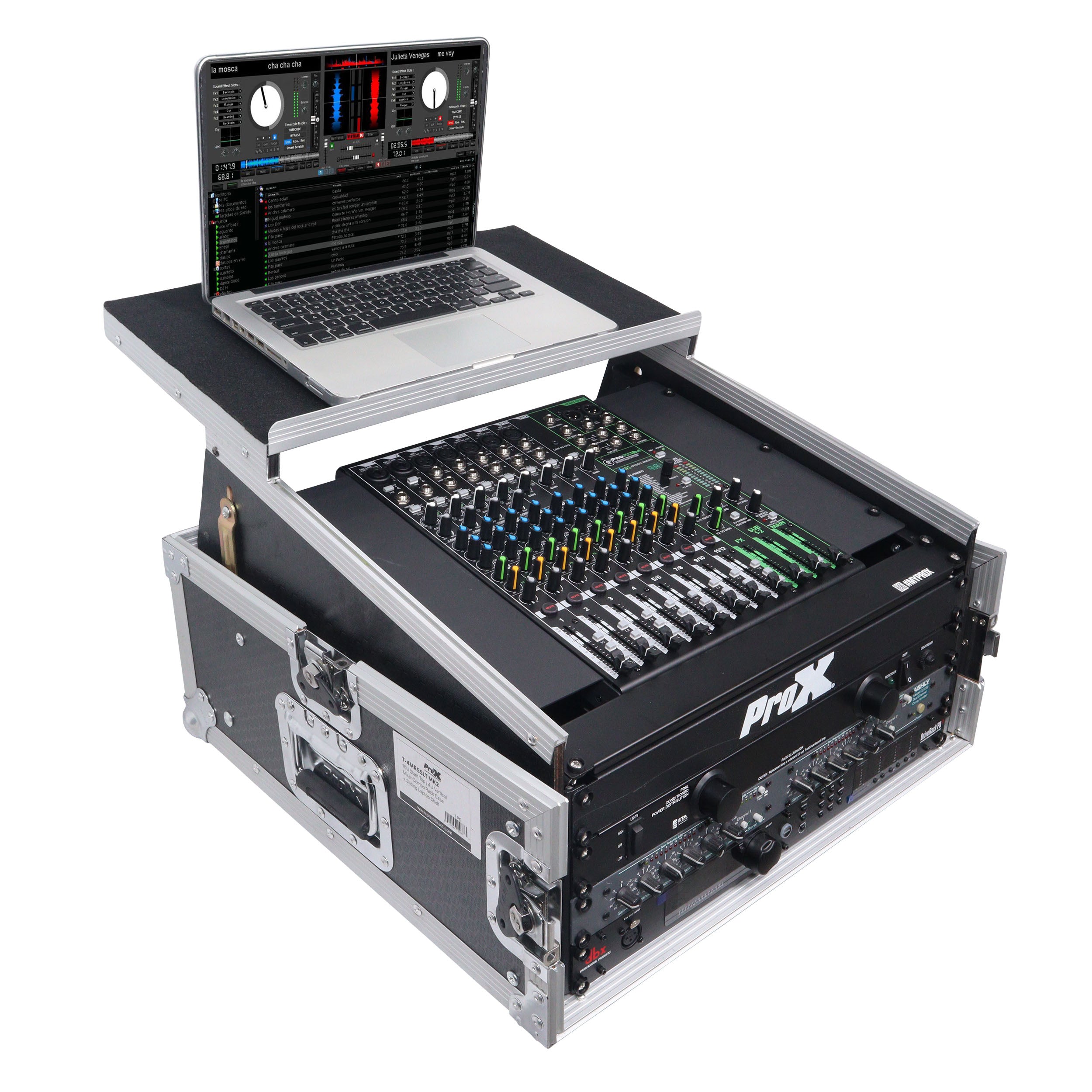ProX 6U Vertical Rack Mount Flight Case with 10U Top for Mixer Combo Amp Rack with Laptop Shelf