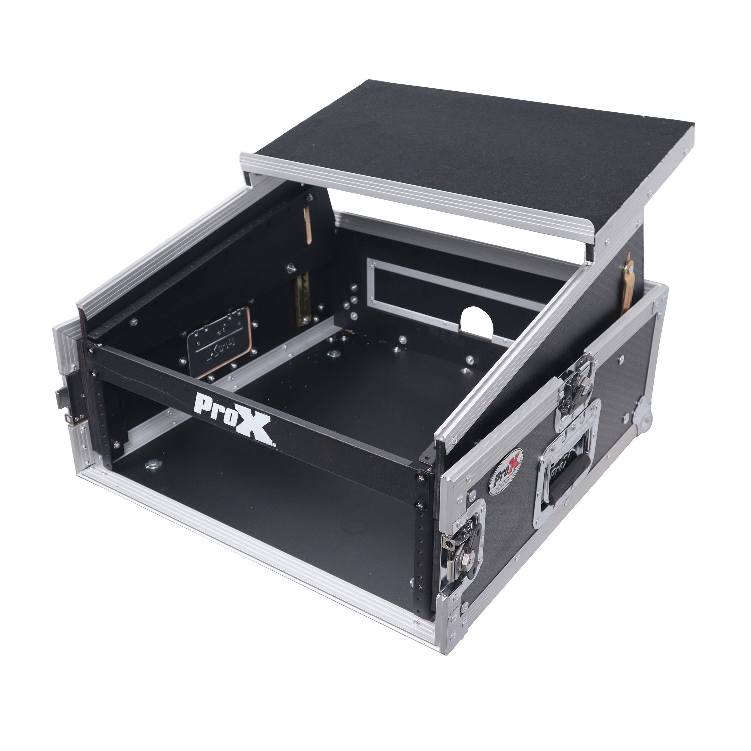 ProX 6U Vertical Rack Mount Flight Case with 10U Top for Mixer Combo Amp Rack with Laptop Shelf
