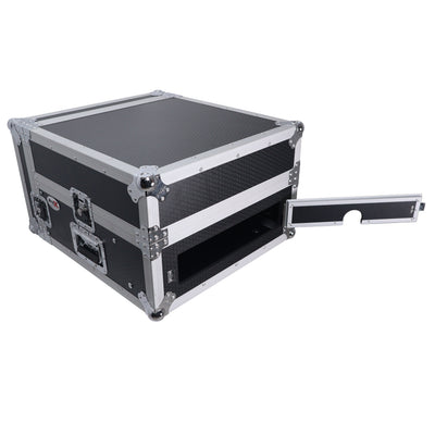ProX 6U Vertical Rack Mount Flight Case with 10U Top for Mixer Combo Amp Rack with Laptop Shelf