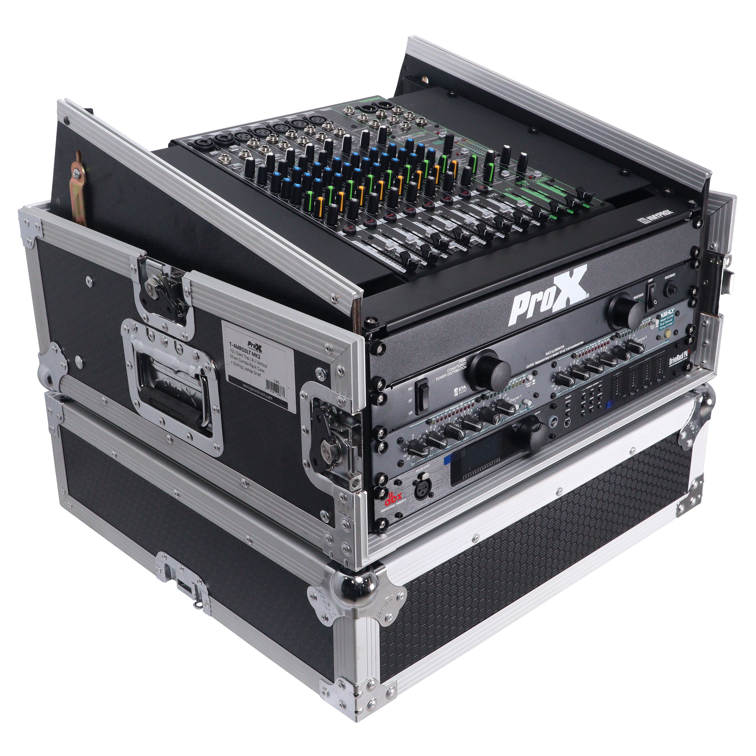 ProX 4U Vertical Rack Mount Flight Case with 10U Top for Mixer Combo Amp Rack