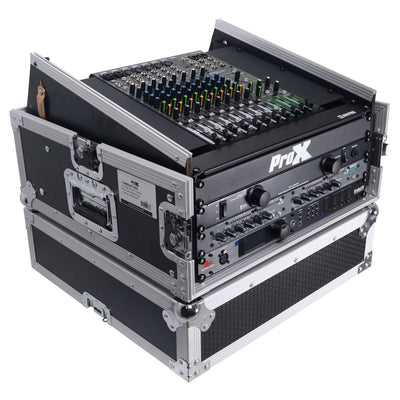 ProX 4U Vertical Rack Mount Flight Case with 10U Top for Mixer Combo Amp Rack