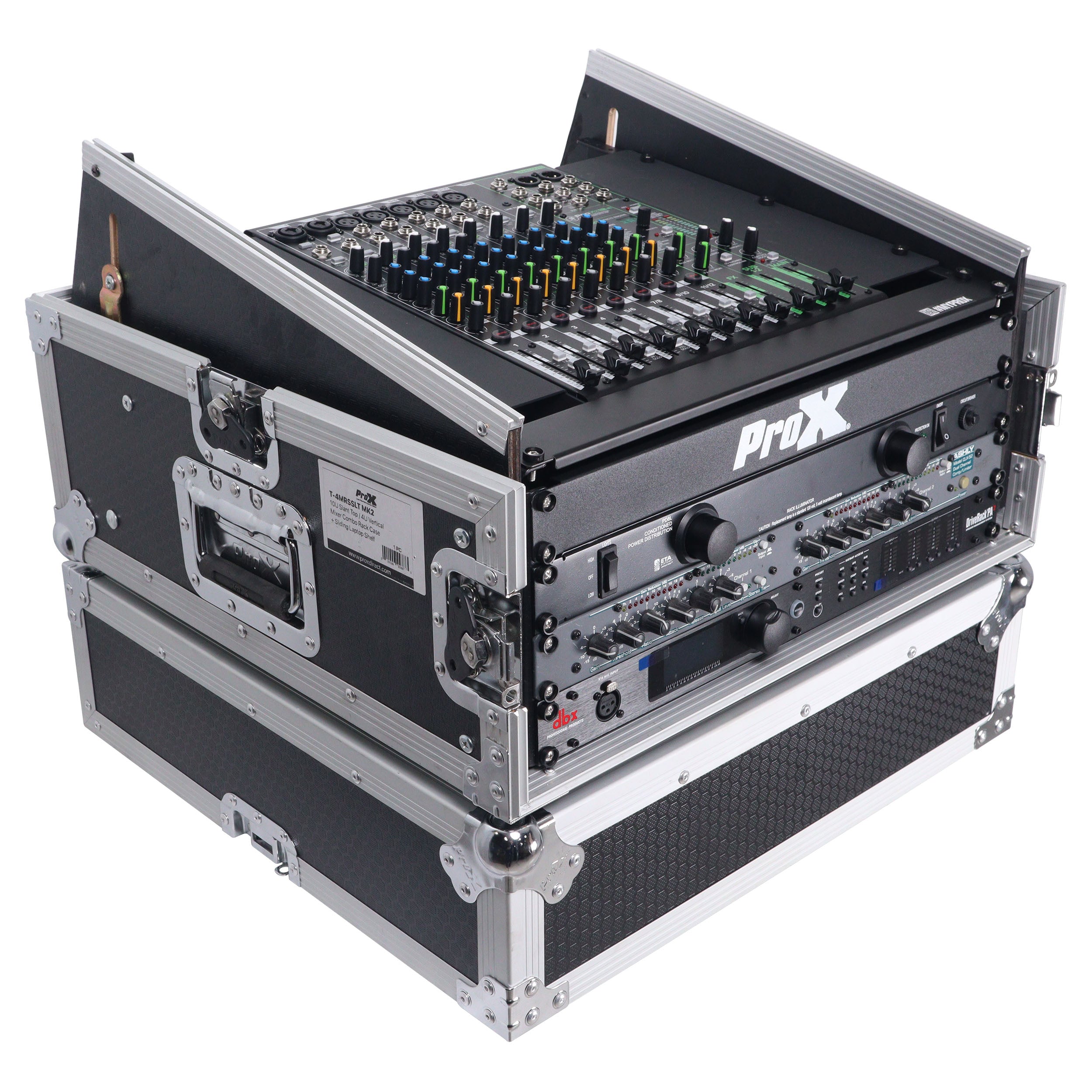 ProX 4U Vertical Rack Mount Flight Case with 10U Top for Mixer Combo Amp Rack