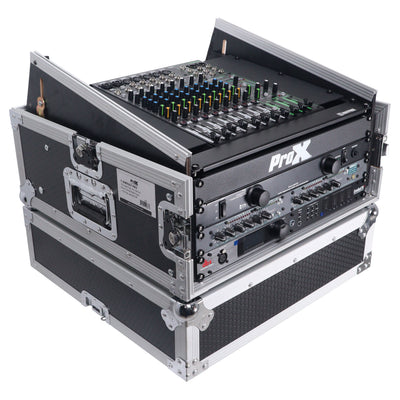 ProX 4U Vertical Rack Mount Flight Case with 10U Top for Mixer Combo Amp Rack