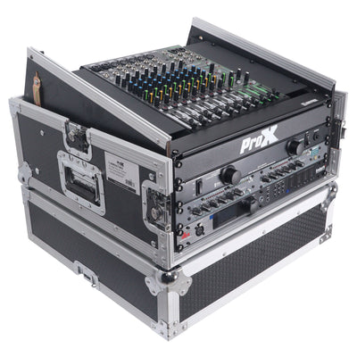 ProX 4U Vertical Rack Mount Flight Case with 10U Top for Mixer Combo Amp Rack