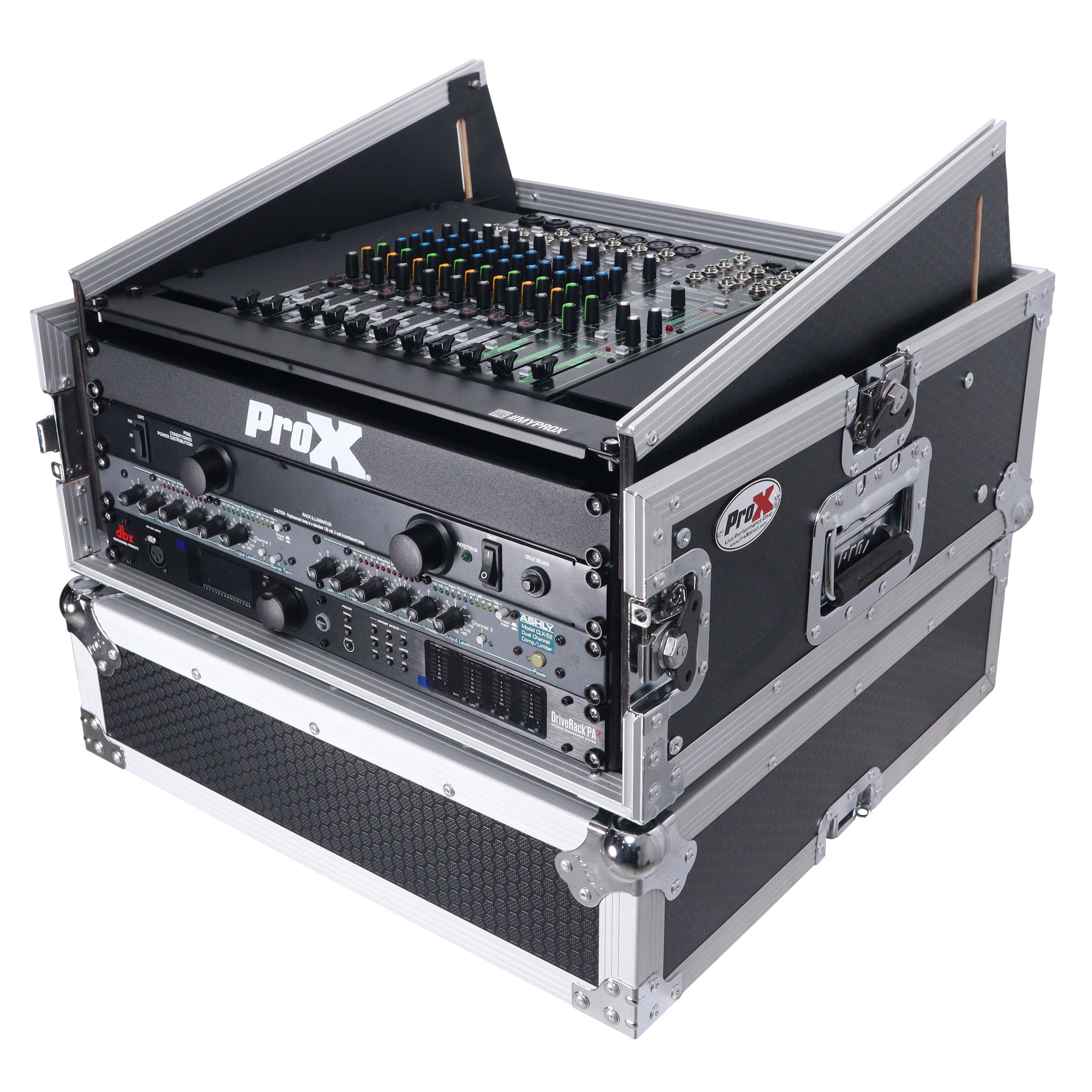 ProX 4U Vertical Rack Mount Flight Case with 10U Top for Mixer Combo Amp Rack